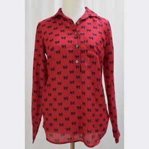 J.Crew Women's Size 00 Red/Black Light Tunic Shirt Top Blouse